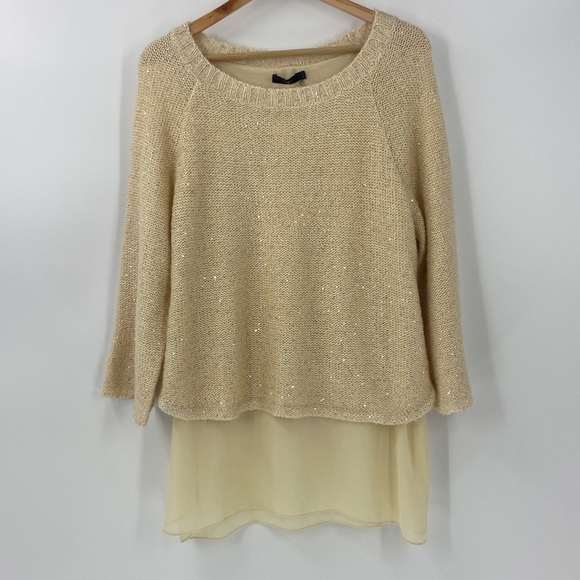 THML gold Champagne shimmer detail long sleeve sweater tunic - Picture 1 of 13